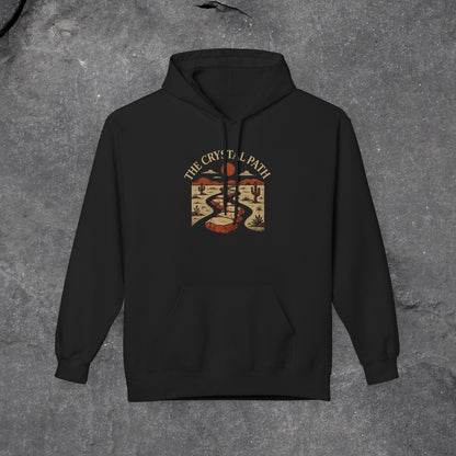 Crystal Path Fleece Hoodie, Cozy Sweatshirt, Gift for Mindfulness, Spiritual Apparel, Unisex Hoodie, Relaxation Wear