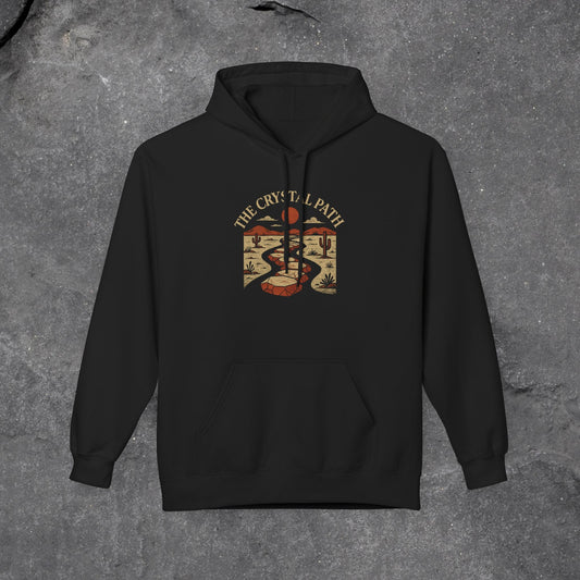 Crystal Path Fleece Hoodie, Cozy Sweatshirt, Gift for Mindfulness, Spiritual Apparel, Unisex Hoodie, Relaxation Wear