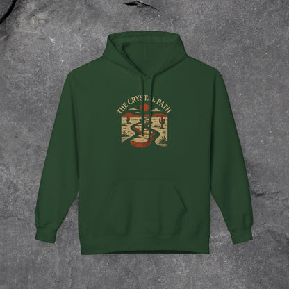 Crystal Path Fleece Hoodie, Cozy Sweatshirt, Gift for Mindfulness, Spiritual Apparel, Unisex Hoodie, Relaxation Wear