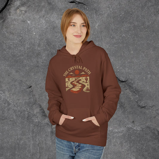 Crystal Path Fleece Hoodie, Cozy Sweatshirt, Gift for Mindfulness, Spiritual Apparel, Unisex Hoodie, Relaxation Wear