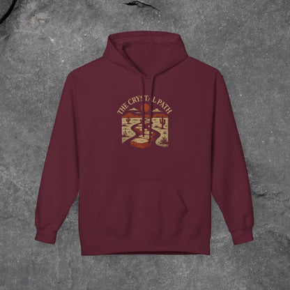 Crystal Path Fleece Hoodie, Cozy Sweatshirt, Gift for Mindfulness, Spiritual Apparel, Unisex Hoodie, Relaxation Wear
